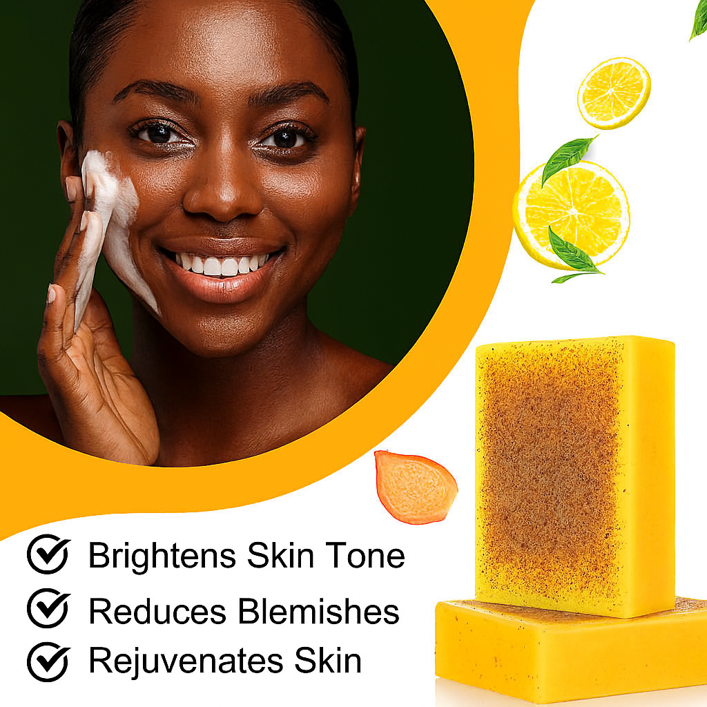 Lemon Turmeric & Kojic Acid Soap โ Natural Brightening Bar for Dark Spots & Uneven Skin Tone